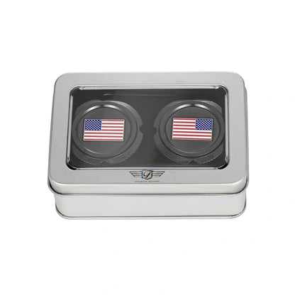 Harley-Davidson Stainless-Steel in Black Front Axle Nut Covers Red White and Blue American Flag - Reversed