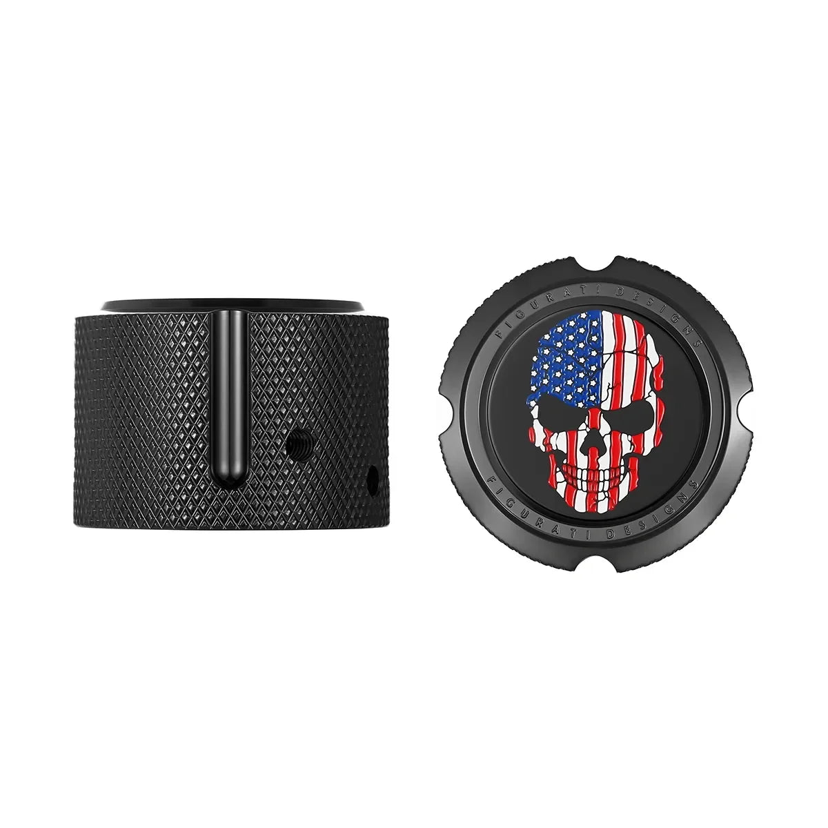 Harley-Davidson Stainless-Steel in Black Front Axle Nut Covers Red White and Blue American Flag Skull