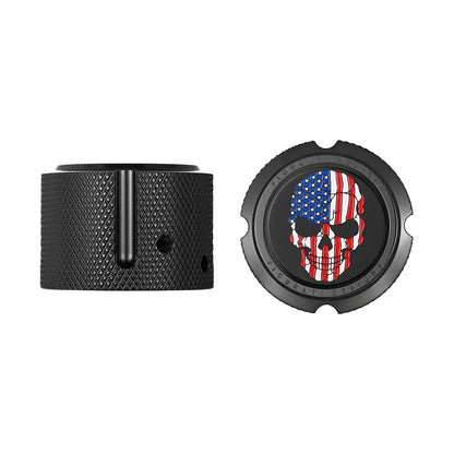 Harley-Davidson Stainless-Steel in Black Front Axle Nut Covers Red White and Blue American Flag Skull