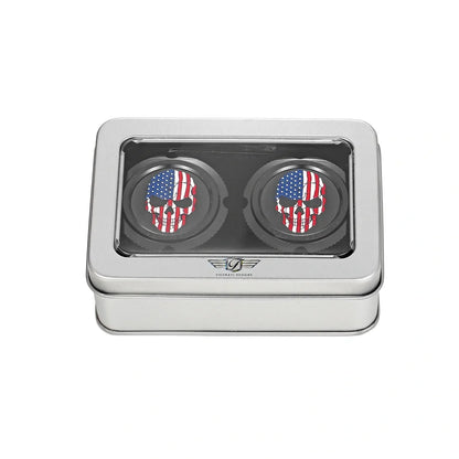 Harley-Davidson Stainless-Steel in Black Front Axle Nut Covers Red White and Blue American Flag Skull
