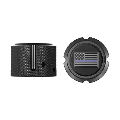 Harley-Davidson Stainless-Steel in Black Front Axle Nut Covers Thin Blue Line American Flag - Reversed