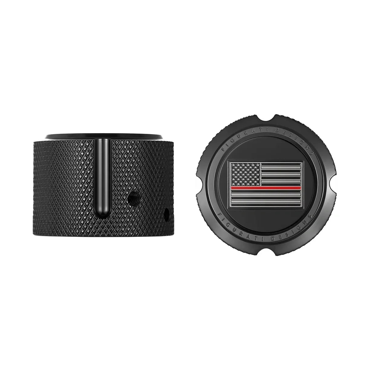 Harley-Davidson Stainless-Steel in Black Front Axle Nut Covers Thin Red Line American Flag - Reversed