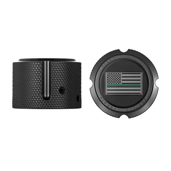 Harley-Davidson Stainless-Steel in Black Front Axle Nut Covers Green Line American Flag - Reversed
