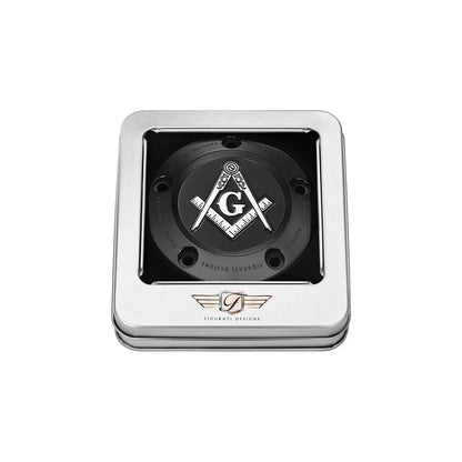 Harley-Davidson Stainless-Steel in Black Masonic Emblem Twin Cam Timing Cover