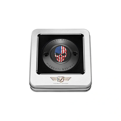 Harley-Davidson Stainless-Steel in Black Red White and Blue American Flag Skull M8 Timing Cover