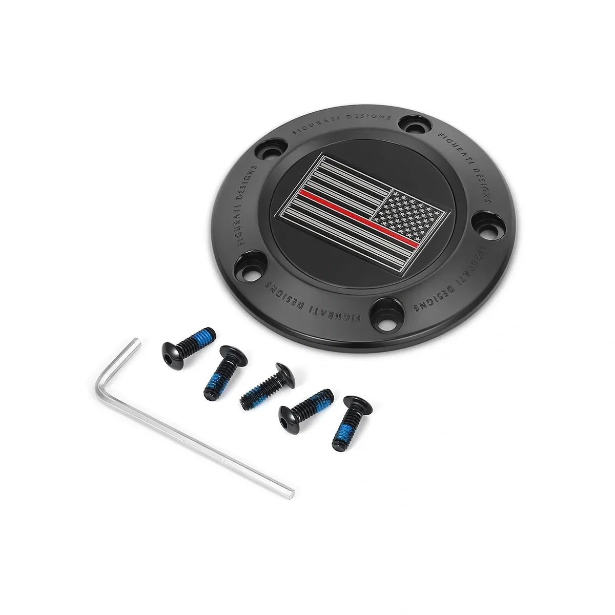 Harley-Davidson Stainless-Steel in Black Thin Red Line American Flag - Reversed Twin Cam Timing Cover