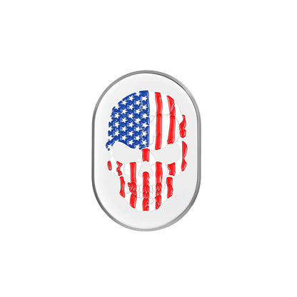 Harley-Davidson Stainless-Steel Red White & Blue American Flag Skull Antenna Cover - Left