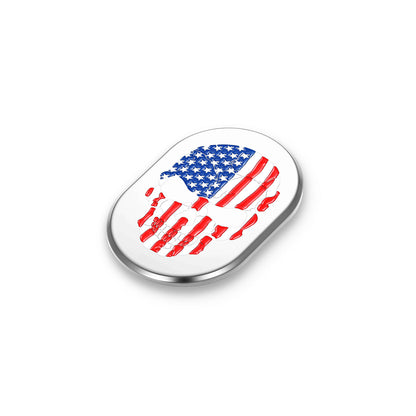 Harley-Davidson Stainless-Steel Red White & Blue American Flag Skull Antenna Cover - Right