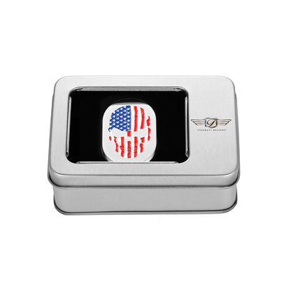 Harley-Davidson Stainless-Steel Red White & Blue American Flag Skull Antenna Cover - Left
