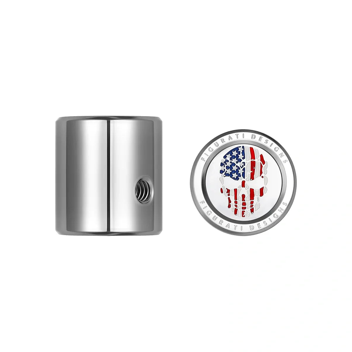 Heel Toe Shifter Cover - Stainless-Steel Red White and Blue American Flag Skull
