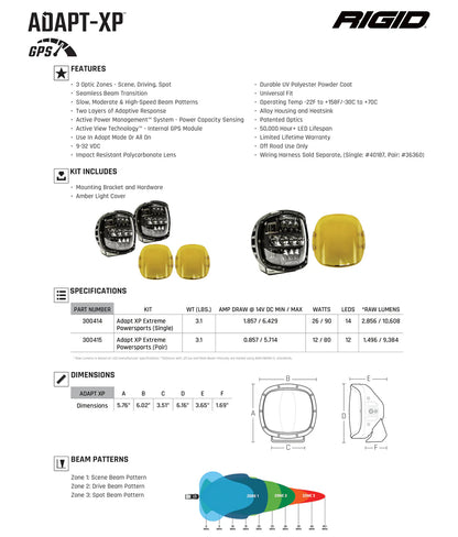 RIGID ADAPT XP EXTREME POWERSPORTS LED SINGLE