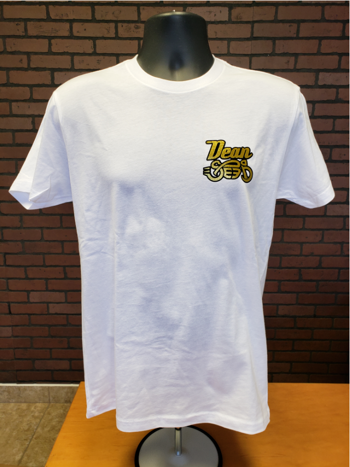 Dean Speed Logo - Men's T-Shirt - White/Gold Flake